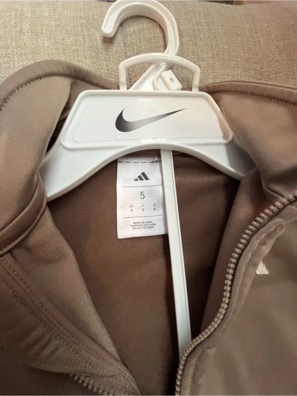 adidas Kids Brown & Beige Track Jacket with Contrast Stripes